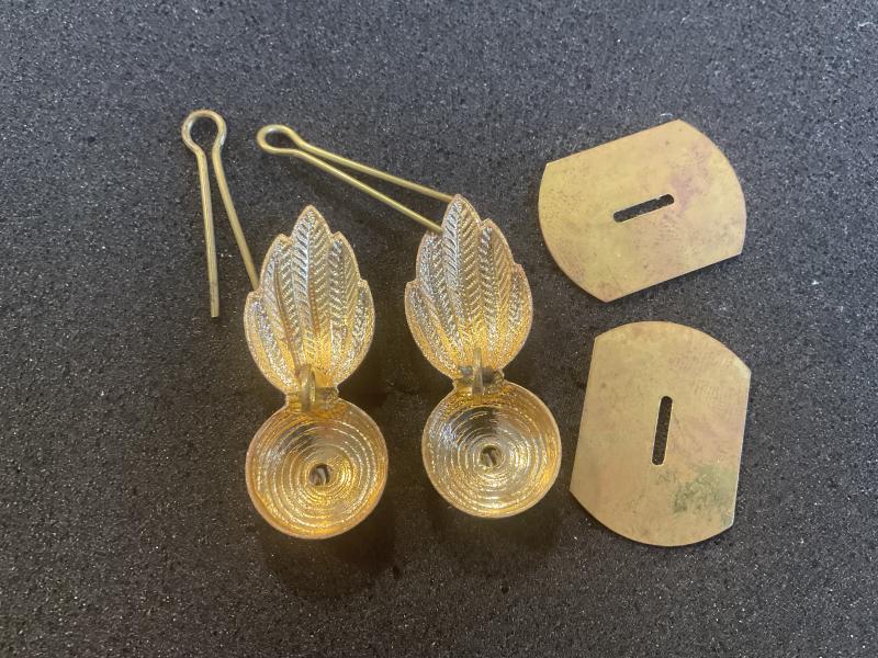 Royal Scots Fusiliers officers collar badges.