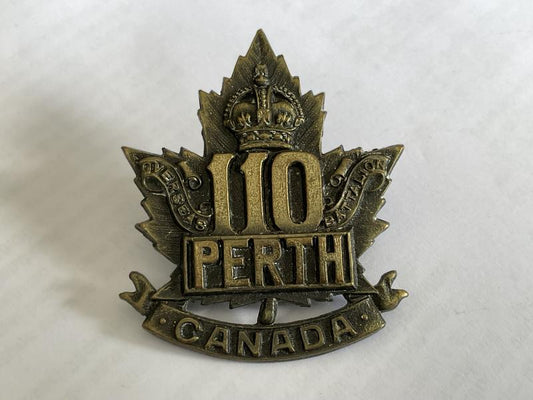 Gradia Militaria -  WW1 C.E.F 110th Battalion (Stratford, Ontario) cap badge.