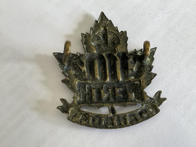 WW1 C.E.F 110th Battalion (Stratford, Ontario) cap badge.
