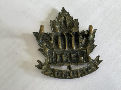 WW1 C.E.F 110th Battalion (Stratford, Ontario) cap badge.