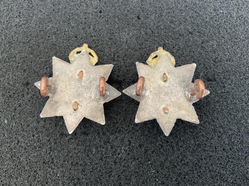 WW1/2 East Surrey Regiment officers collar badges.