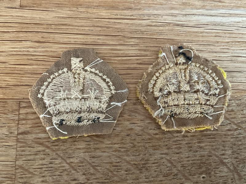 WW2 Armoured Corps cloth Majors rank crowns