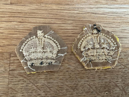 WW2 Armoured Corps cloth Majors rank crowns