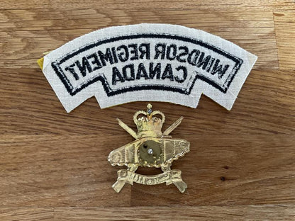 The Windsor Regiment of Canada cap badge & shoulder title.