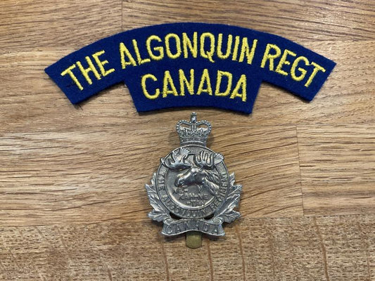 Gradia Militaria -  The Algonquin Regt of Canada cap badge & shoulder title.