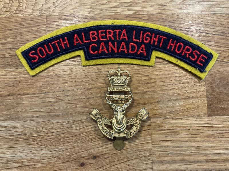 Gradia Militaria -  South Alberta Light Horse cap badge & shoulder title.