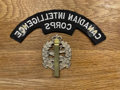 Canadian Intelligence Corps cap badge & shoulder title.