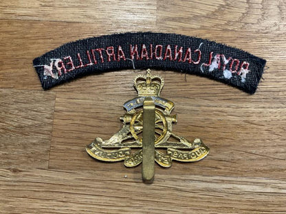 Royal Canadian Artillery cap badge & shoulder title.