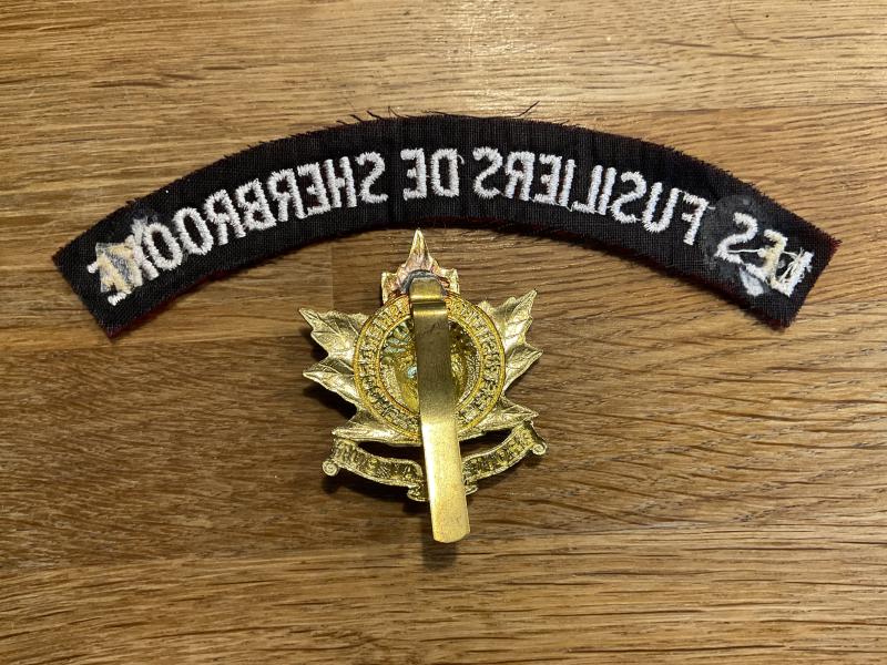 Les Fusiliers De Sherbrooke cap badge & cloth title.