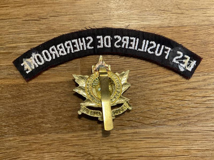 Les Fusiliers De Sherbrooke cap badge & cloth title.