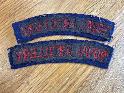 WW2 ROYAL ARTILLERY cloth shoulder titles.