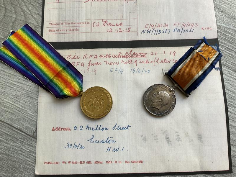 WW1 Pair to Lieut Charles Edward PAGE RFA.