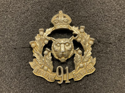 Gradia Militaria -  91st Canadian Highlanders (Militia) bonnet badge, circa 1908.