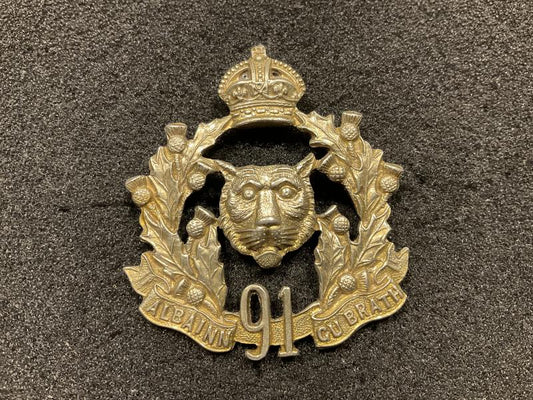 Gradia Militaria -  91st Canadian Highlanders (Militia) bonnet badge, circa 1908.