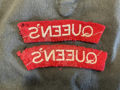 WW2 QUEENS Regiment cloth shoulder titles