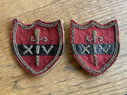 Gradia Militaria -  WW2 14th Army Bullion formation signs, matched pair.