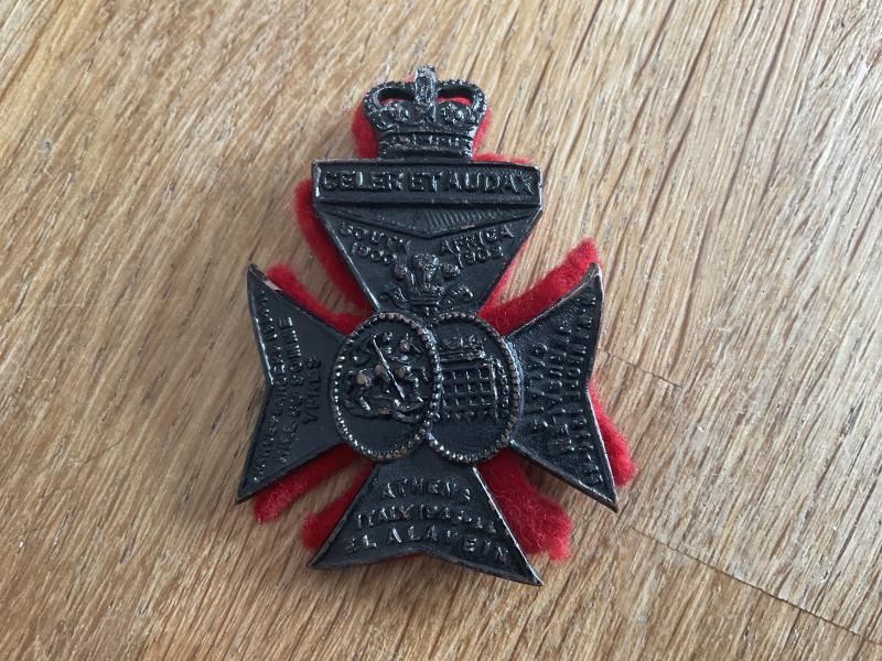Gradia Militaria -  Q/C 6th London Regiment Queens Westminster, Civil Service Rifles cap badge.
