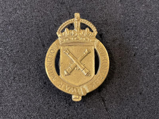 Gradia Militaria -  WW1 War Munitions Volunteer brass lapel badge
