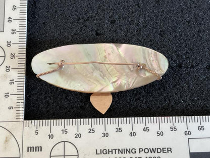 HMS JAVELIN mother of pearl and gold plated wire sweetheart.