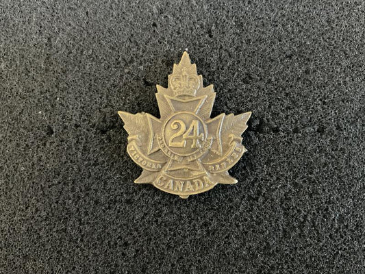 Gradia Militaria -  WW1 C.E.F 24th Infantry Battalion Victoria Rifles cap badge.