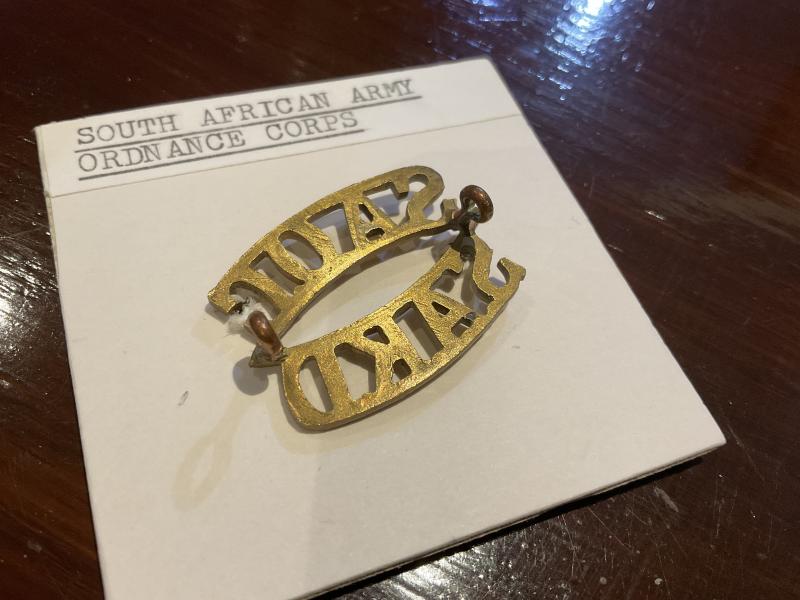 WW2 South African Army Ordnance Corps shoulder title.