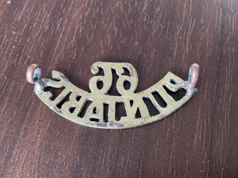 WW1 Indian Army 66th Pajputs Regt brass shoulder title.