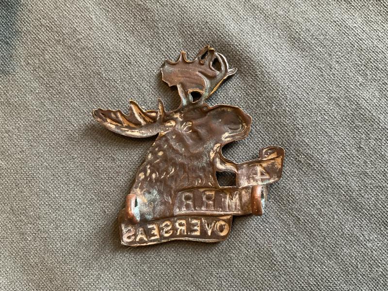 WW1 C.E.F 4th Canadian Mounted Rifle Battalion cap badge.