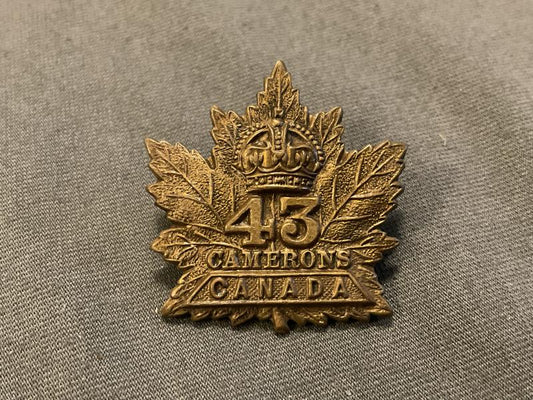 Gradia Militaria -  WW1 CEF 43rd Battalion (Cameron Highlanders) collar badge.
