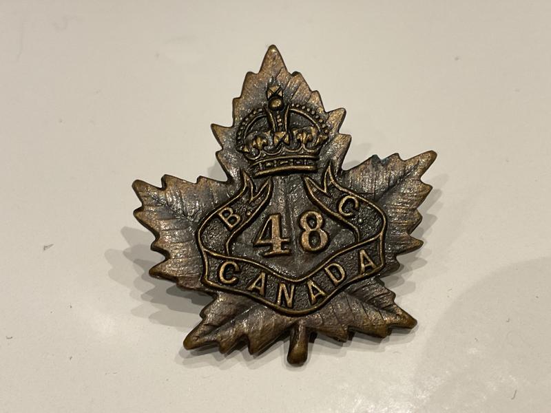 Gradia Militaria -  WW1 C.E.F 48th Infantry Battalion B.C collar badge.