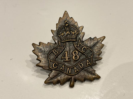 Gradia Militaria -  WW1 C.E.F 48th Infantry Battalion B.C collar badge.