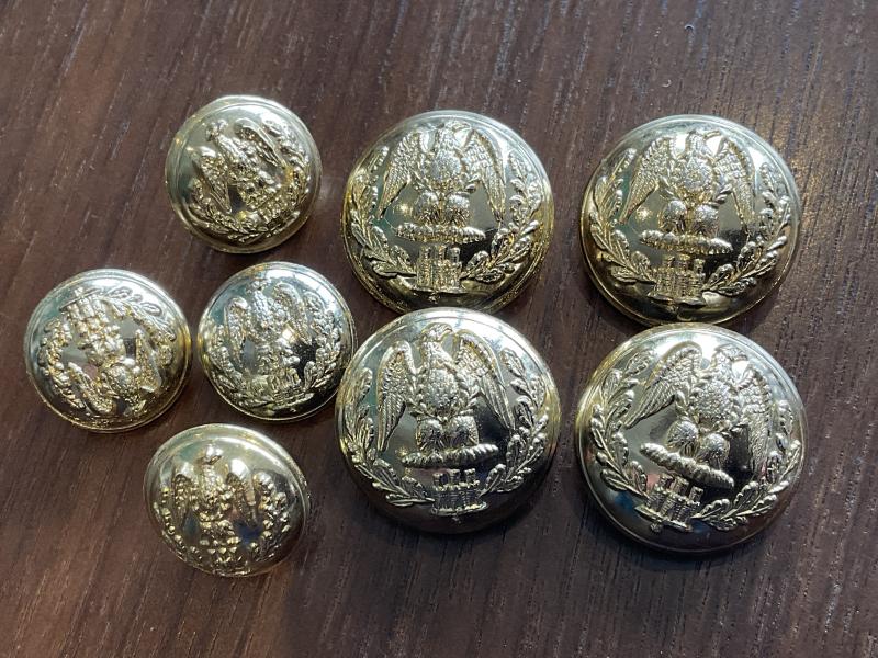 Gradia Militaria -  Anodised Essex Regiment buttons - large x 4 medium x 4.