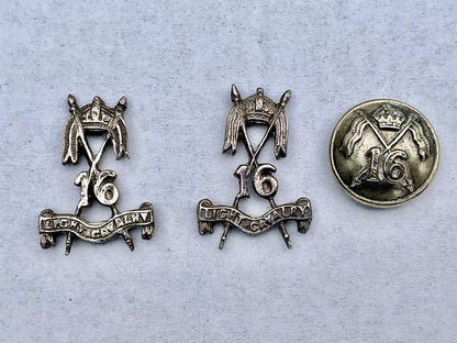 Gradia Militaria -  WW2 Indian 16th Light Cavalry 1922-47 collars & button.