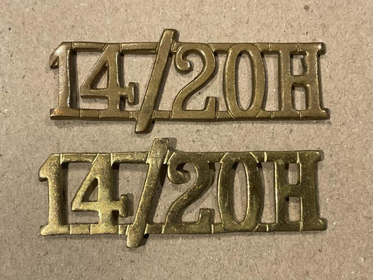 Gradia Militaria -  WW1 14/20H (14th/20th Hussars) brass shoulder titles