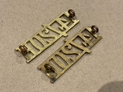 WW1 14/20H (14th/20th Hussars) brass shoulder titles