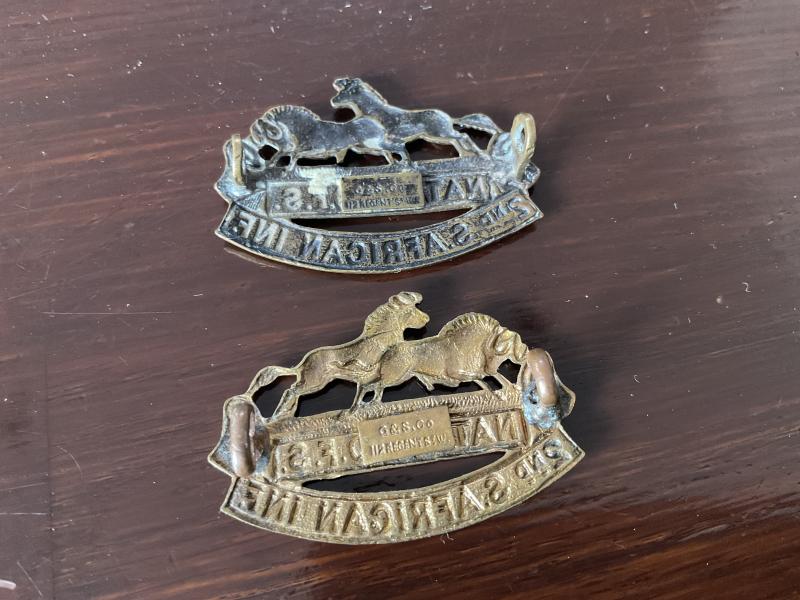 WW1 2nd S.A. Infantry collars by rare London maker