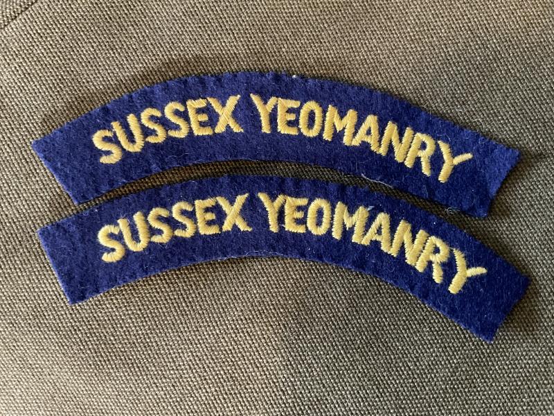 Gradia Militaria -  Sussex Yeomanry yellow on blue shoulder titles