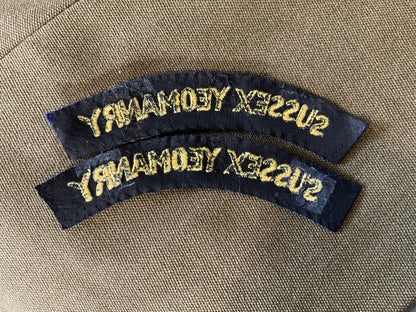 Sussex Yeomanry yellow on blue shoulder titles