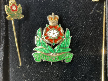 Q/C Intelligence Corps silver & enamel sweetheart by Carrington