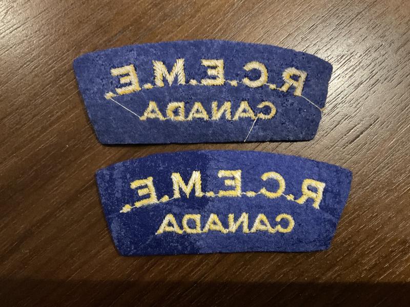 WW2 R.C.E.M.E CANADA British-made shoulder titles