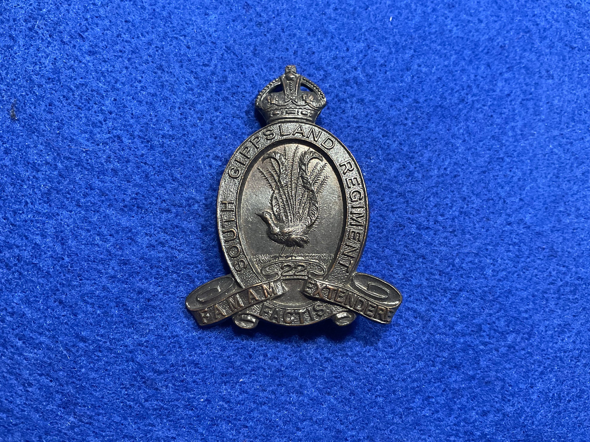Australian; 22nd Bn Gippsland Regiment 1930-42 hat badge