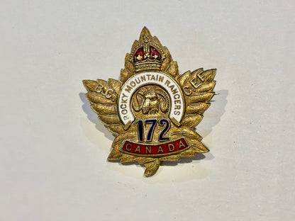 WW1 Canadian 172nd Battalion (Rocky Mountain Rangers) enamel sweetheart.