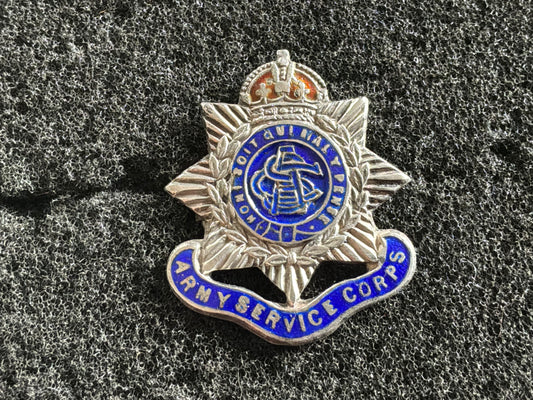 WW1 Army Service Corps, silver & enamel sweetheart badge.