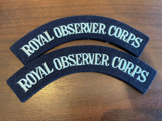 ROYAL OBSERVER CORPS cloth shoulder titles.