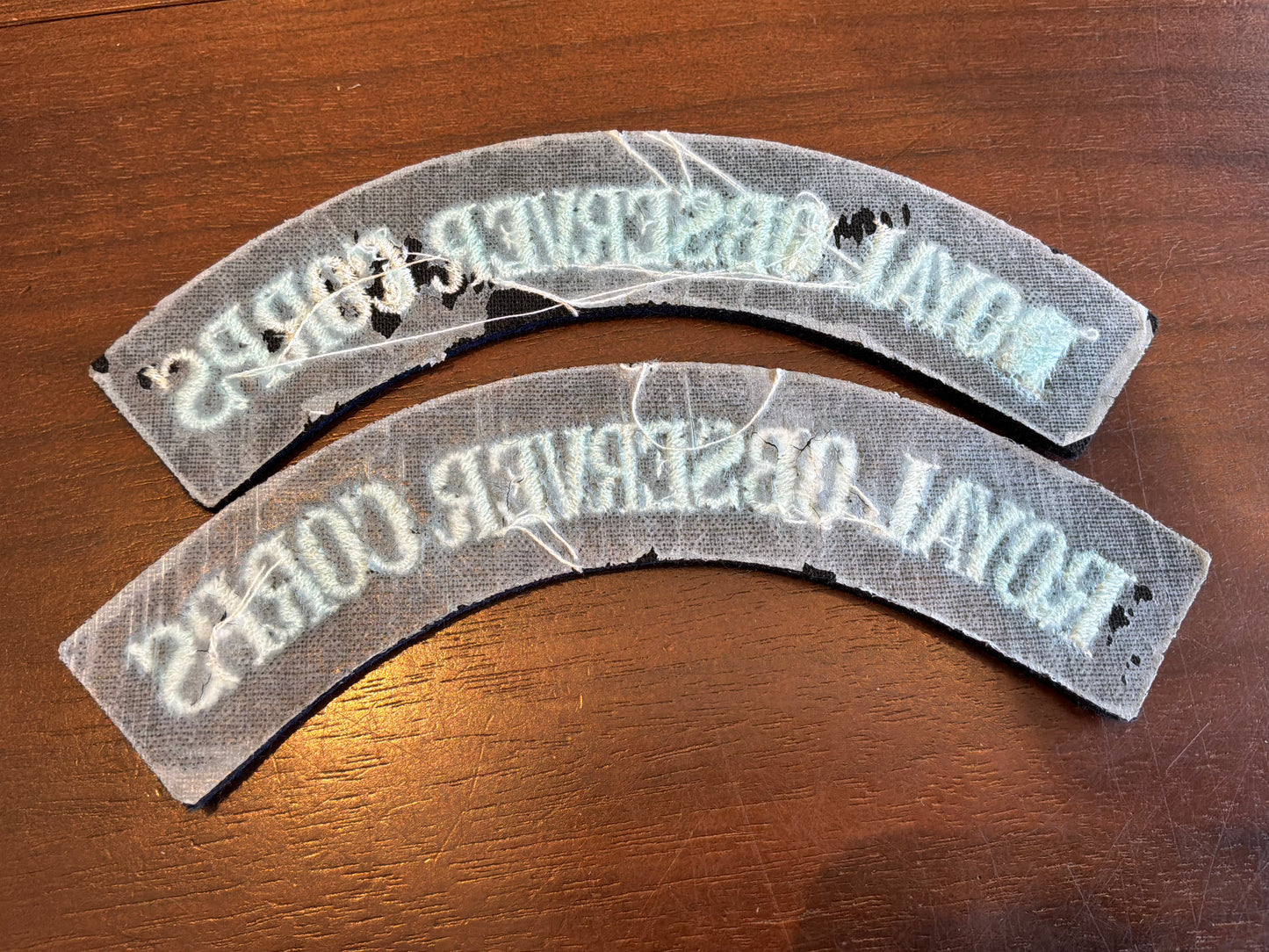ROYAL OBSERVER CORPS cloth shoulder titles.