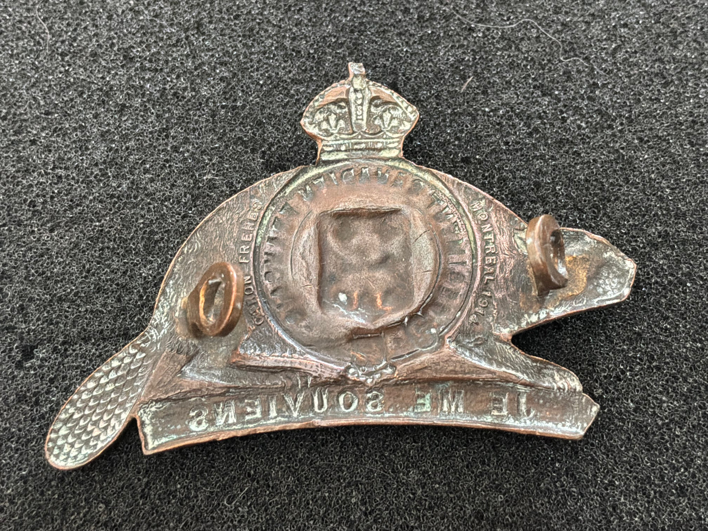 WWI C.E.F 22nd Inf Batt "Canadiens Francais" Cap Badge dated 1914