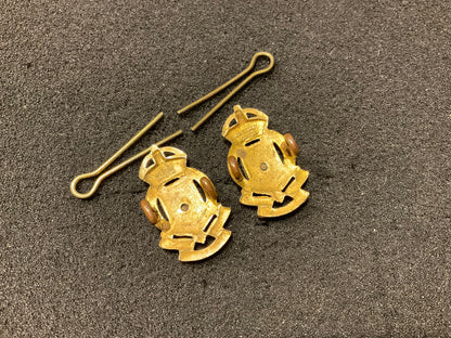 Pre 1952 R.A.O.C officers silver & gilt collar badges.