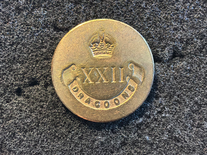 K/C Indian Army XXII (22nd Light) Dragoons flat button by Pitt