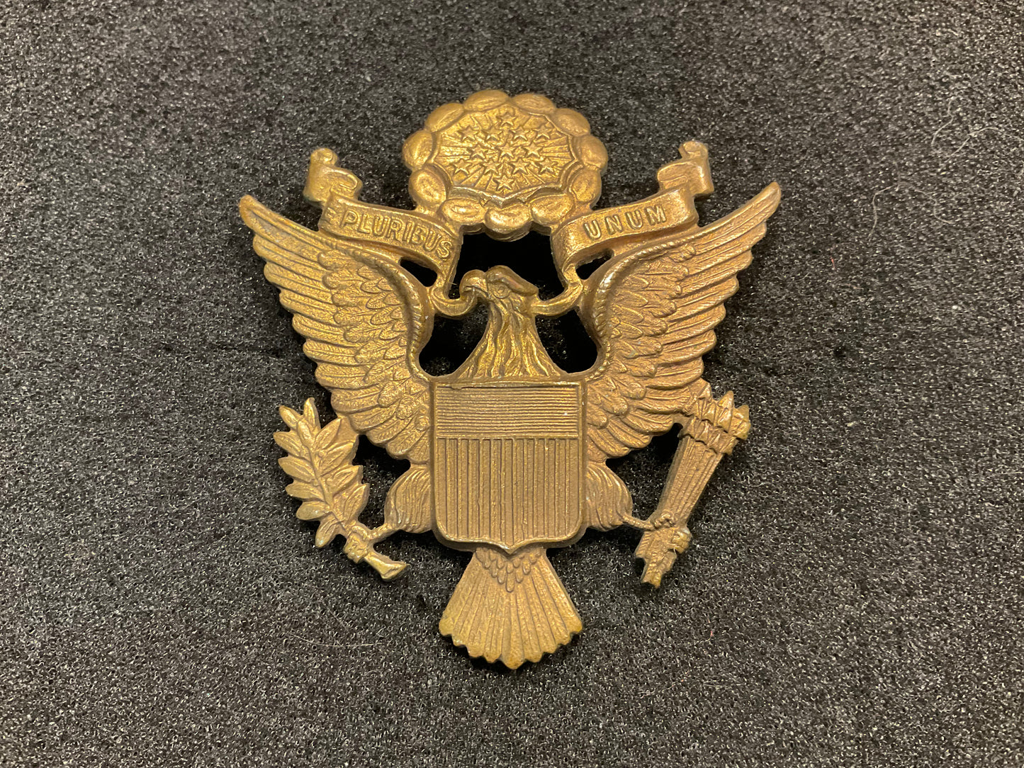 WW2 Australian (k.G.LUKE MELB) made U.S Army officers cap badge.