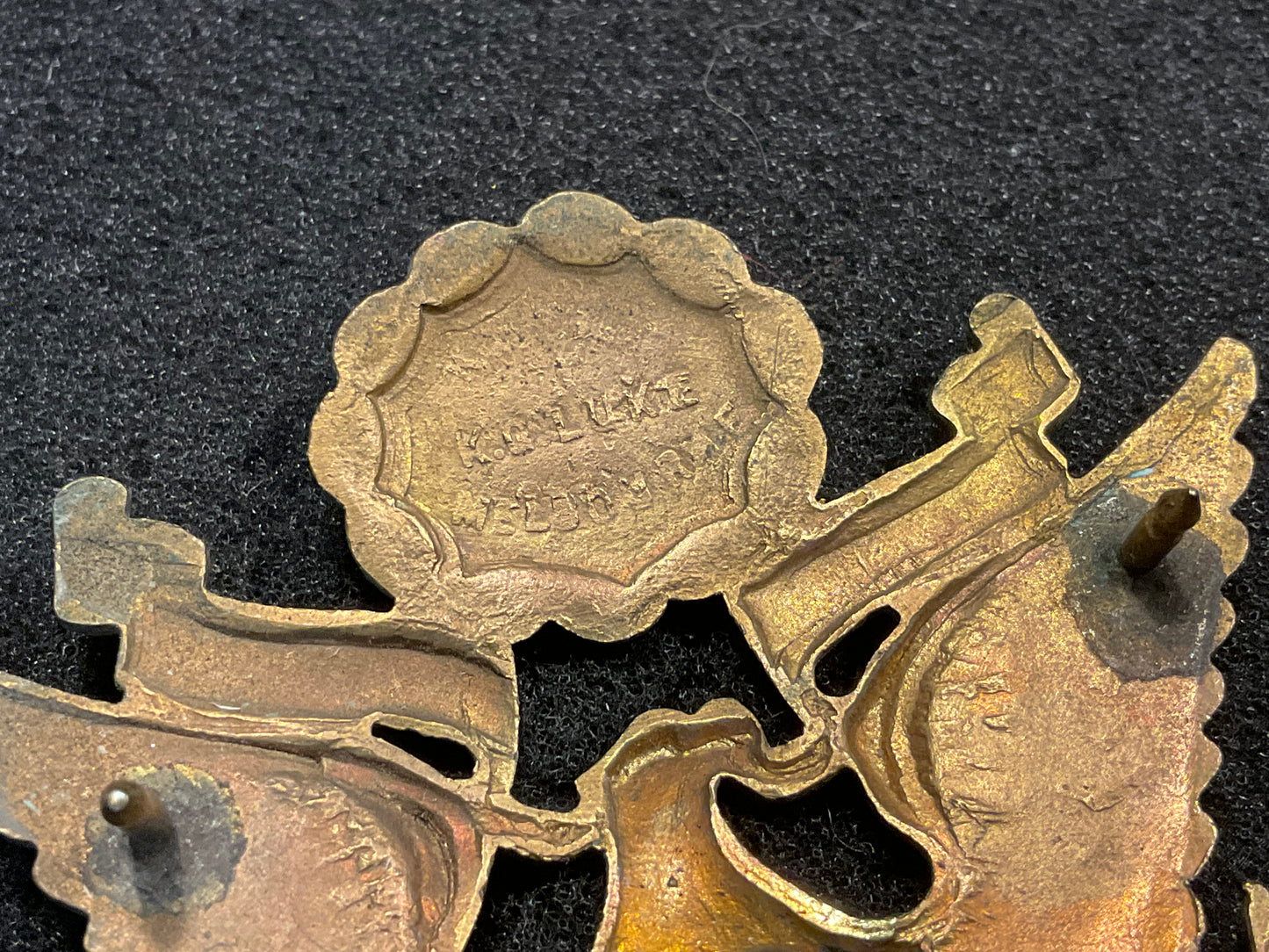 WW2 Australian (k.G.LUKE MELB) made U.S Army officers cap badge.