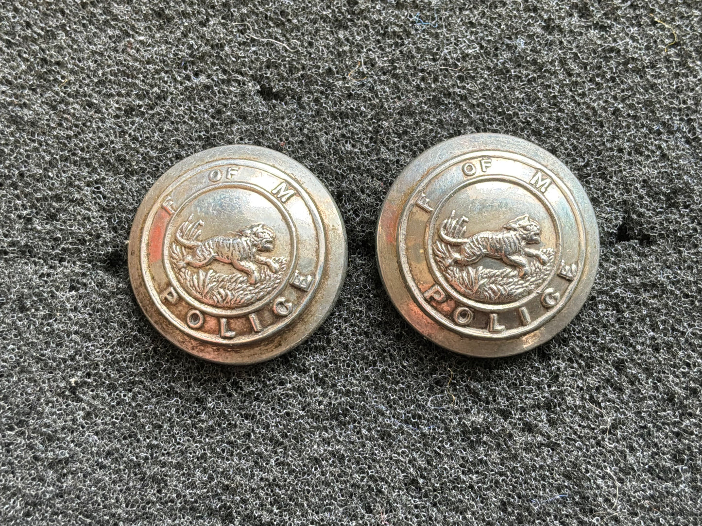 Federation of Malay 1948 dated silver hallmarked shoulder board buttons.